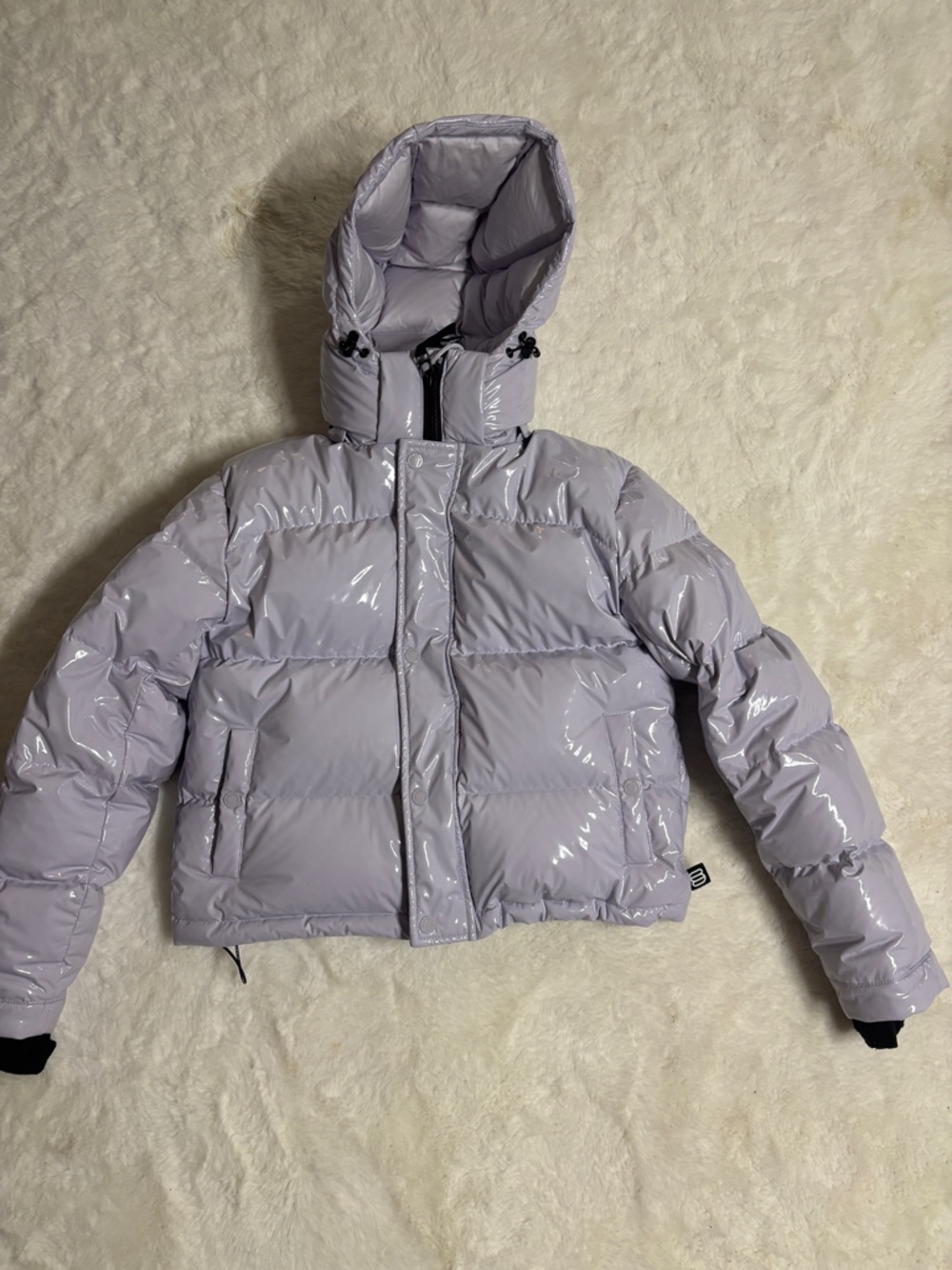 Aritzia Lavender Super Puff Shiny Puffer Bomber Jacket
